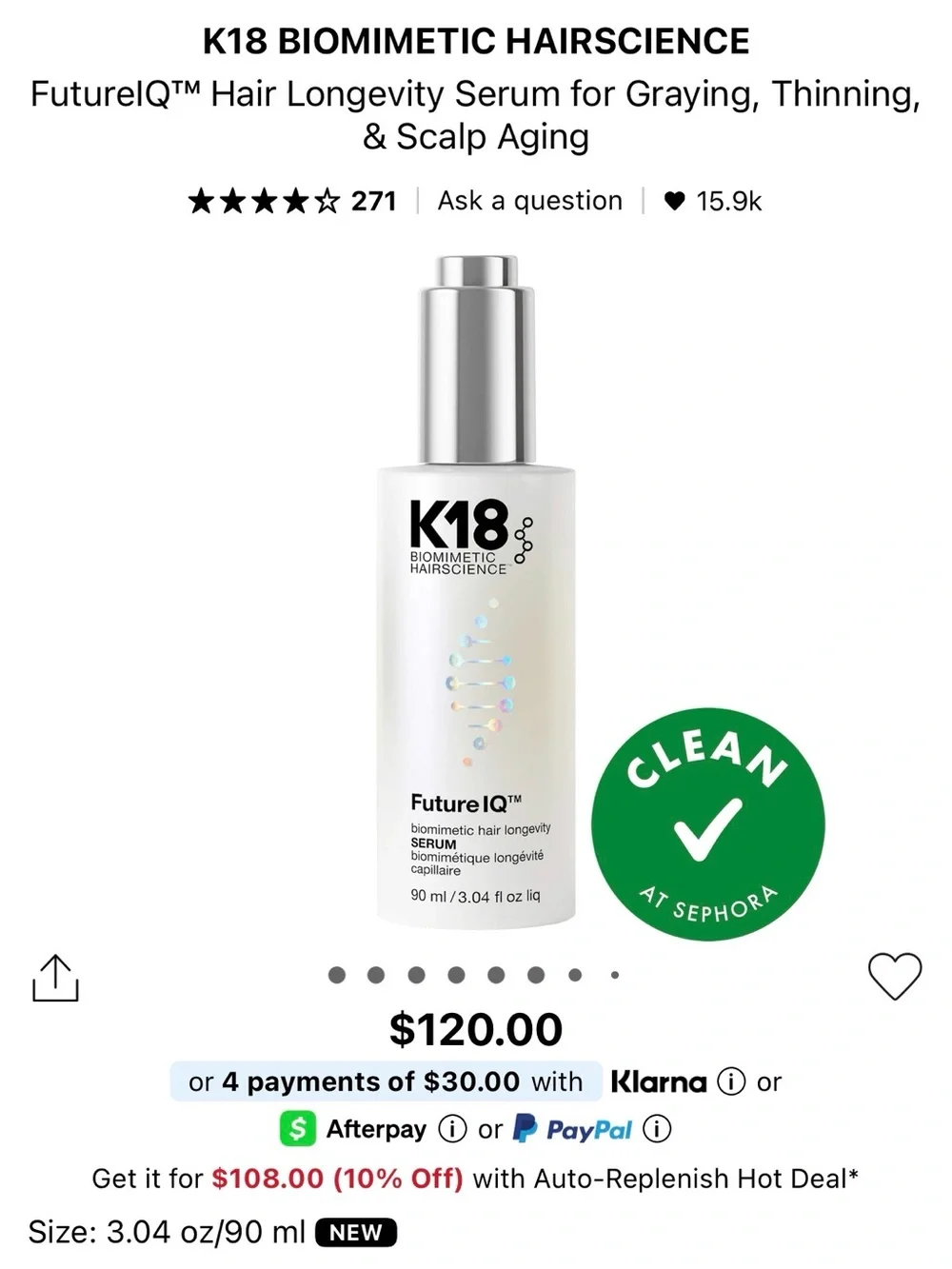 K18 Biomimetic Hairscience serum- proven to help reduce shedding & graying